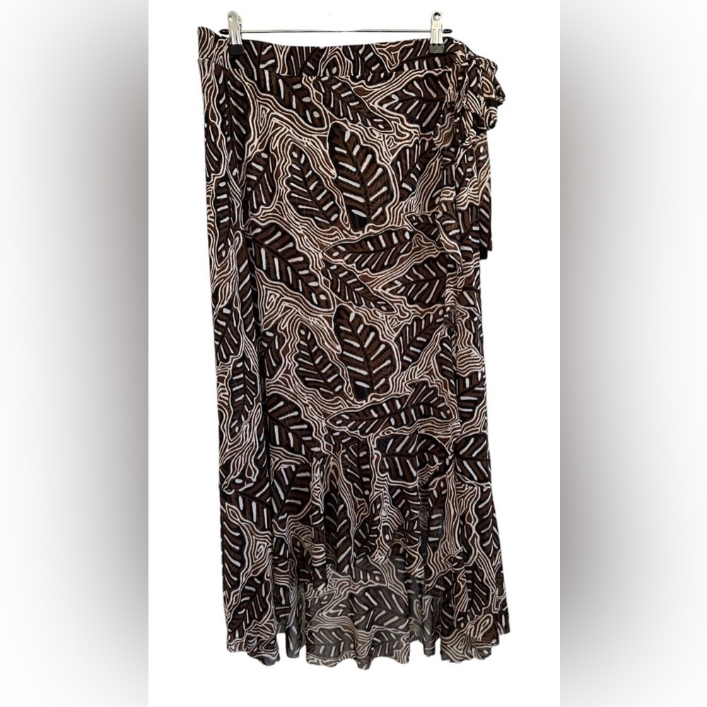 Jane +Delancey Leaf Patterned Brown and White Skirt